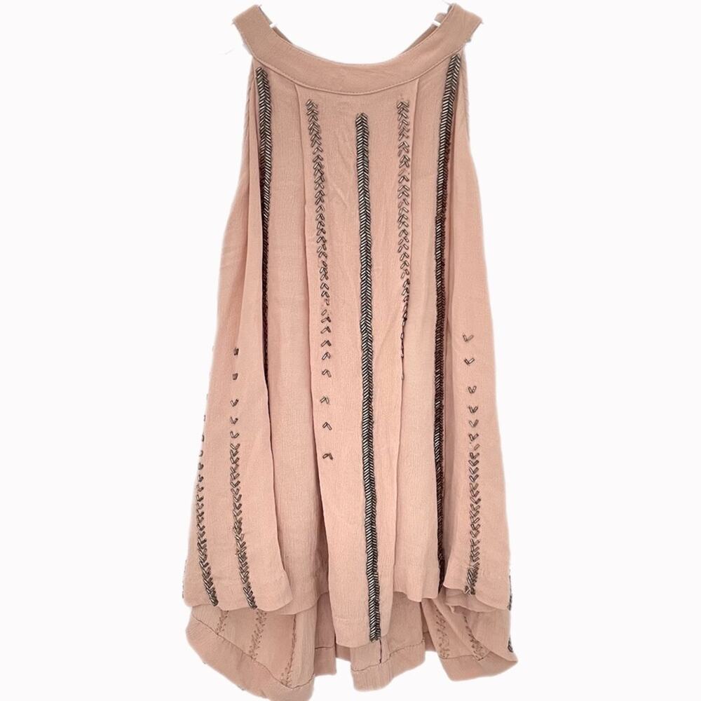 Free People Shimmer & Shine Beaded High Neck Halter Top Sz XS